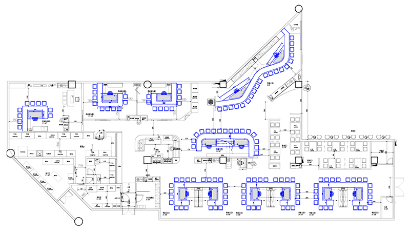 9臺長方形+4臺異形鐵板燒設備的CAD圖紙設計方案
