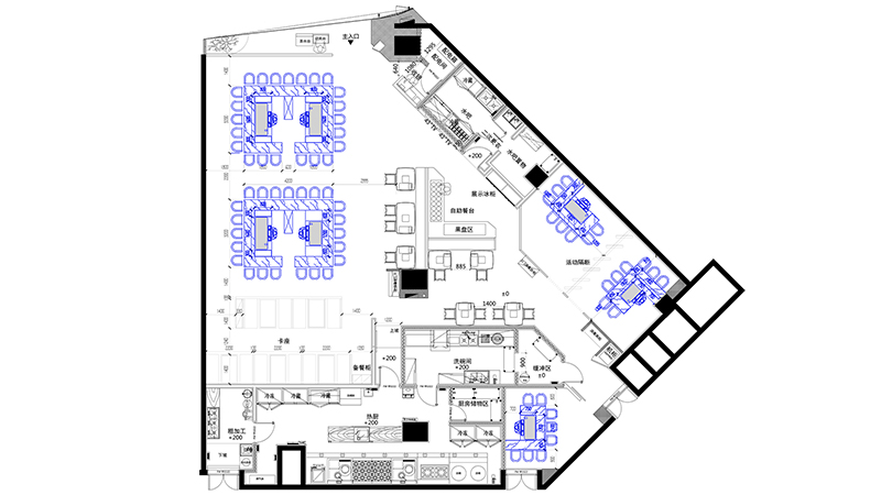 7臺鐵板燒設備，大廳+3個包間，共70個板前就餐位